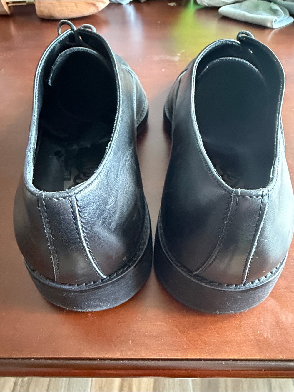 Salvatore Ferragamo Black Cap-Toe Leather Oxfords - Picture 4 of 5